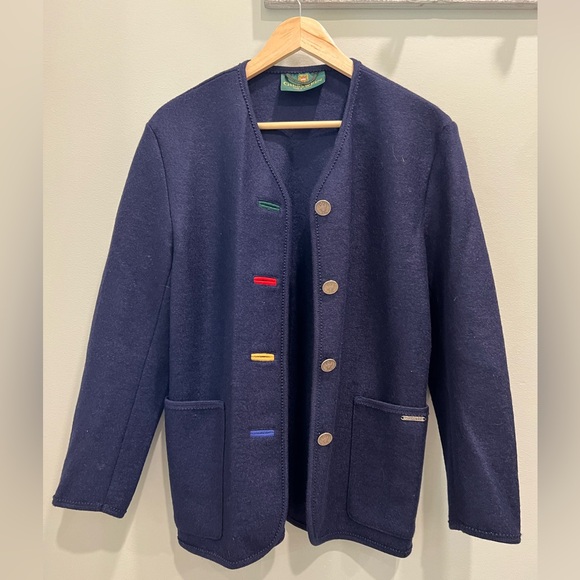 Vintage Geiger Collections Austria Wool Coat Navy Jacket - Picture 3 of 9